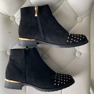 Faux suede with gold detail